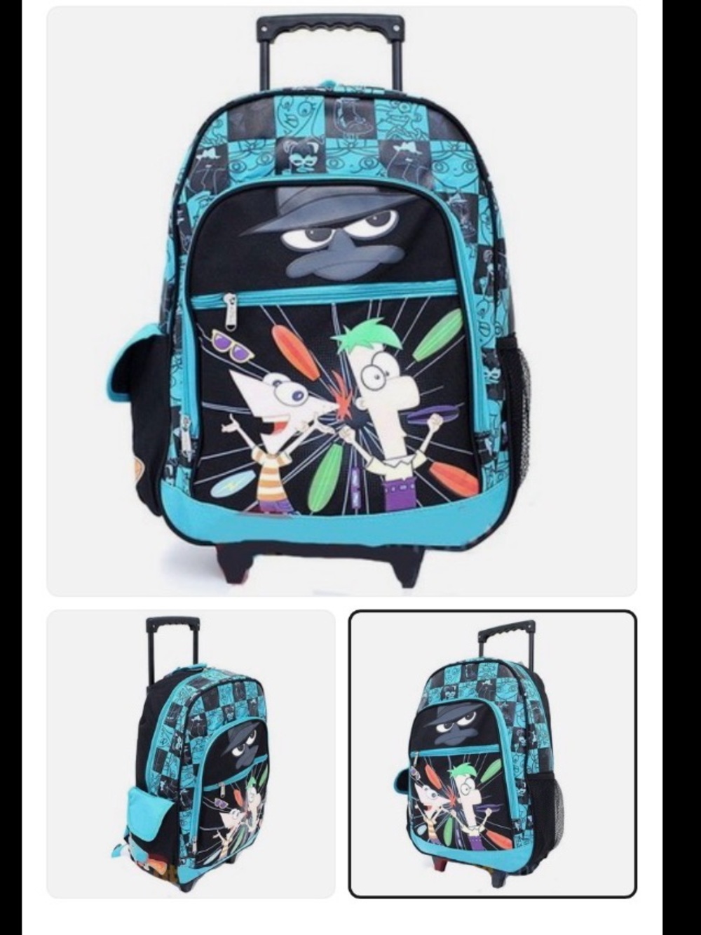 Disney-XD -Phineas and Ferb- Large Rolling Backpack 16 inch - Picture 4 of 4